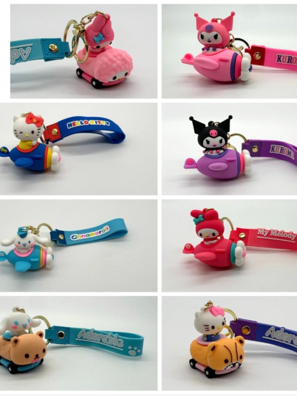 Sanrio Hello Kitty Keychain BULK Lot Kuromi My Melody Cinnamoroll Bundle 8pc New